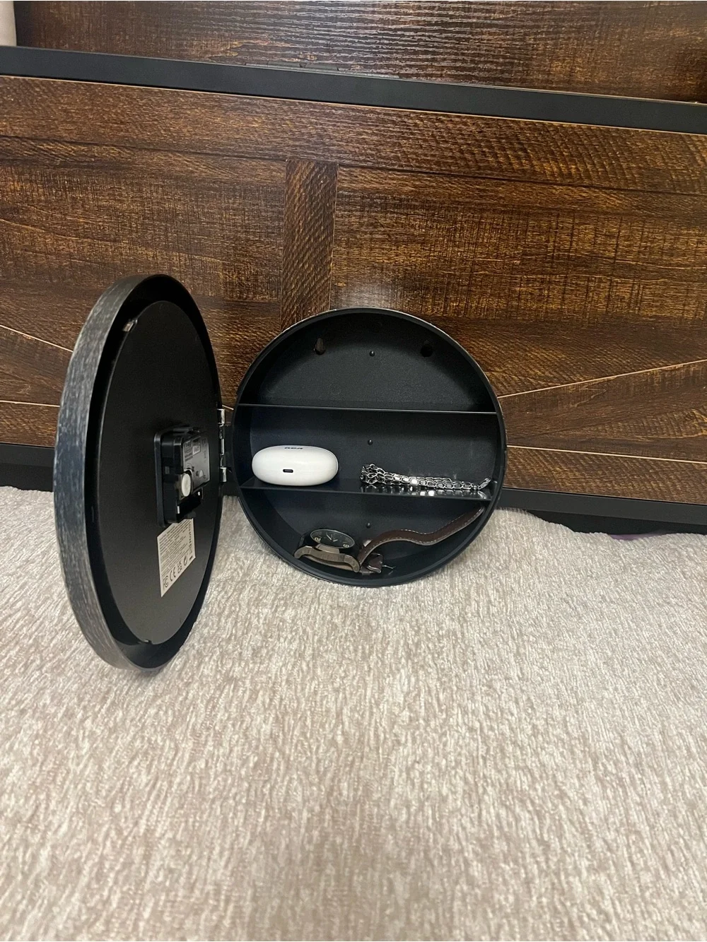 Vintage Style Round Wall Clock with storage compartment